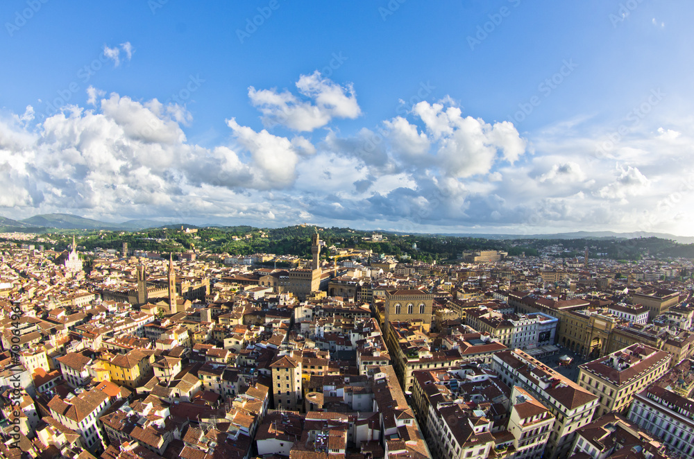 Fototapeta premium Panoramic bird eye view at city of Florence, Tuscany