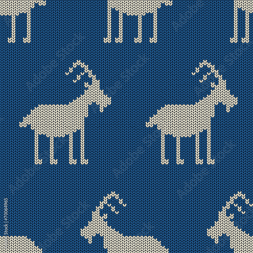 Knitted seamless pattern with goat