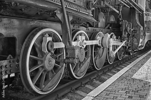 Wheels of steam locomotive