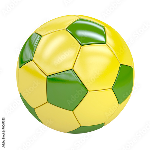 football  soccer ball  with brazilian colors isolated on white
