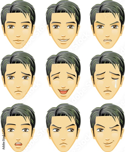 Facial expression of man (Asian Descent)