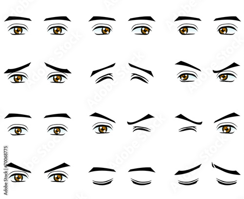 Vector male eyes in different emotion