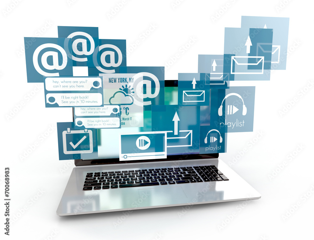 Set of components featuring the flat design, with laptop Set of components featuring the flat design, with laptop