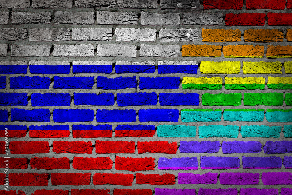 Fototapeta premium Dark brick wall - LGBT rights -
