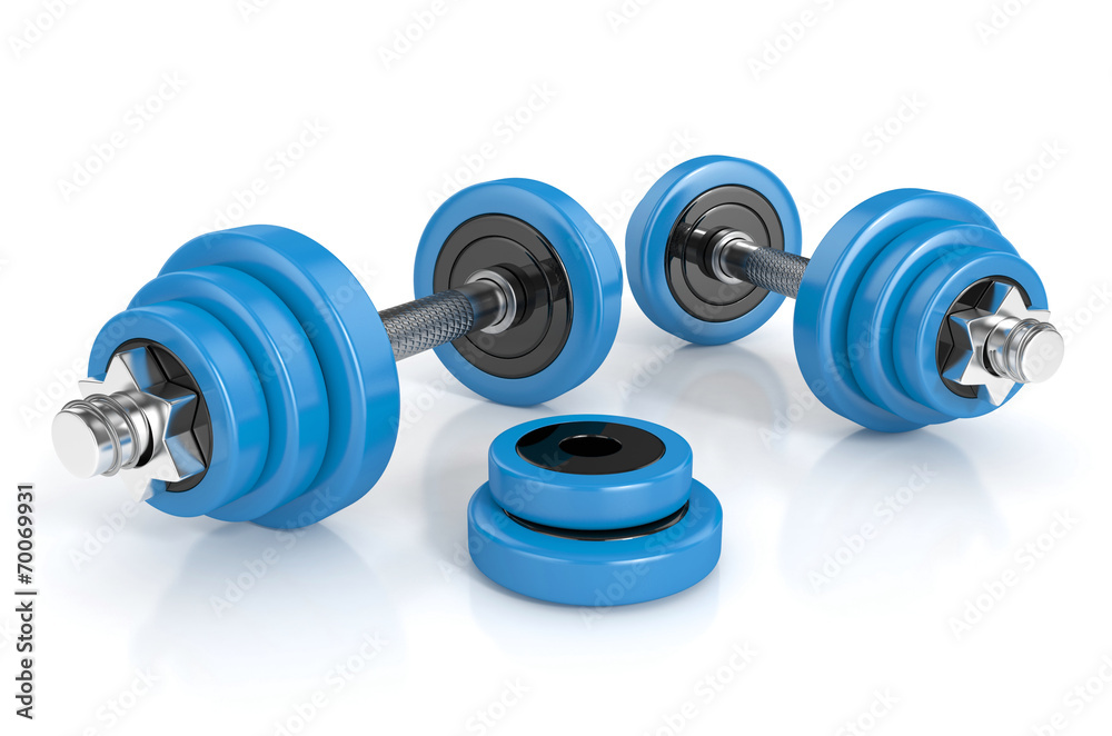 blue heavy weights isolated on white background Stock Illustration