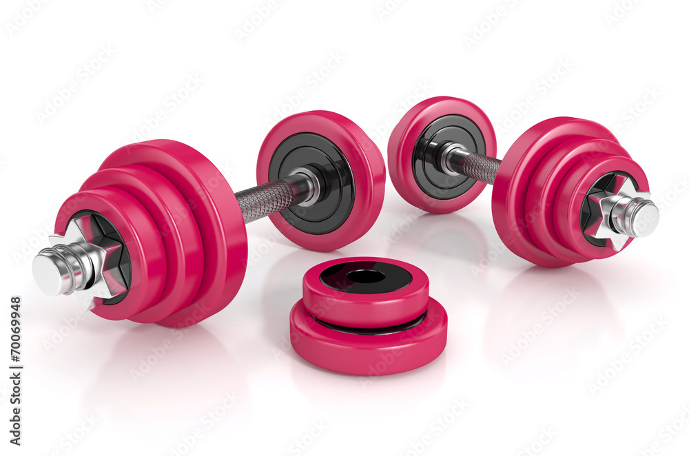 pink heavy weights isolated on white background pink heavy weights isolated on white background