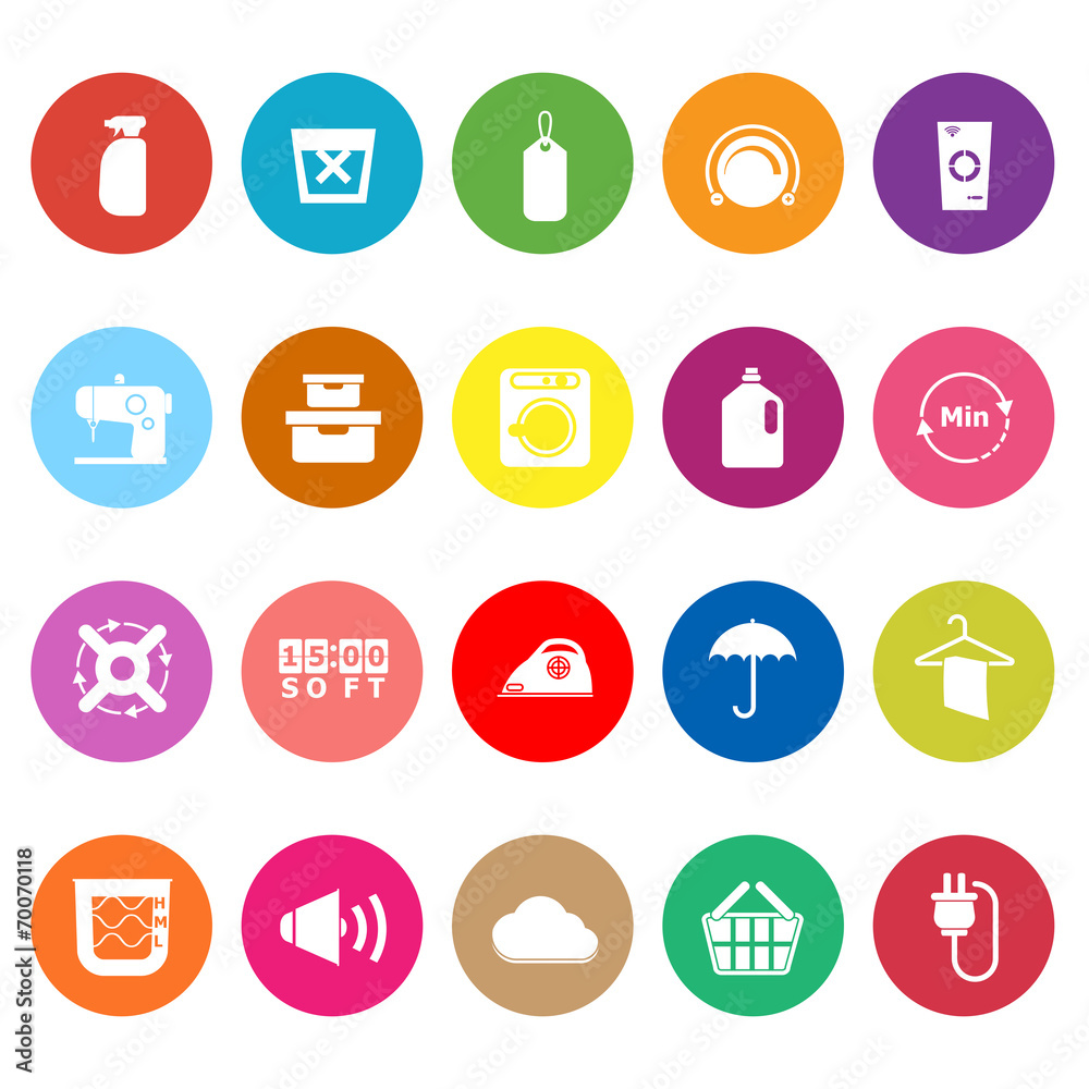 Laundry flat icons on white background
