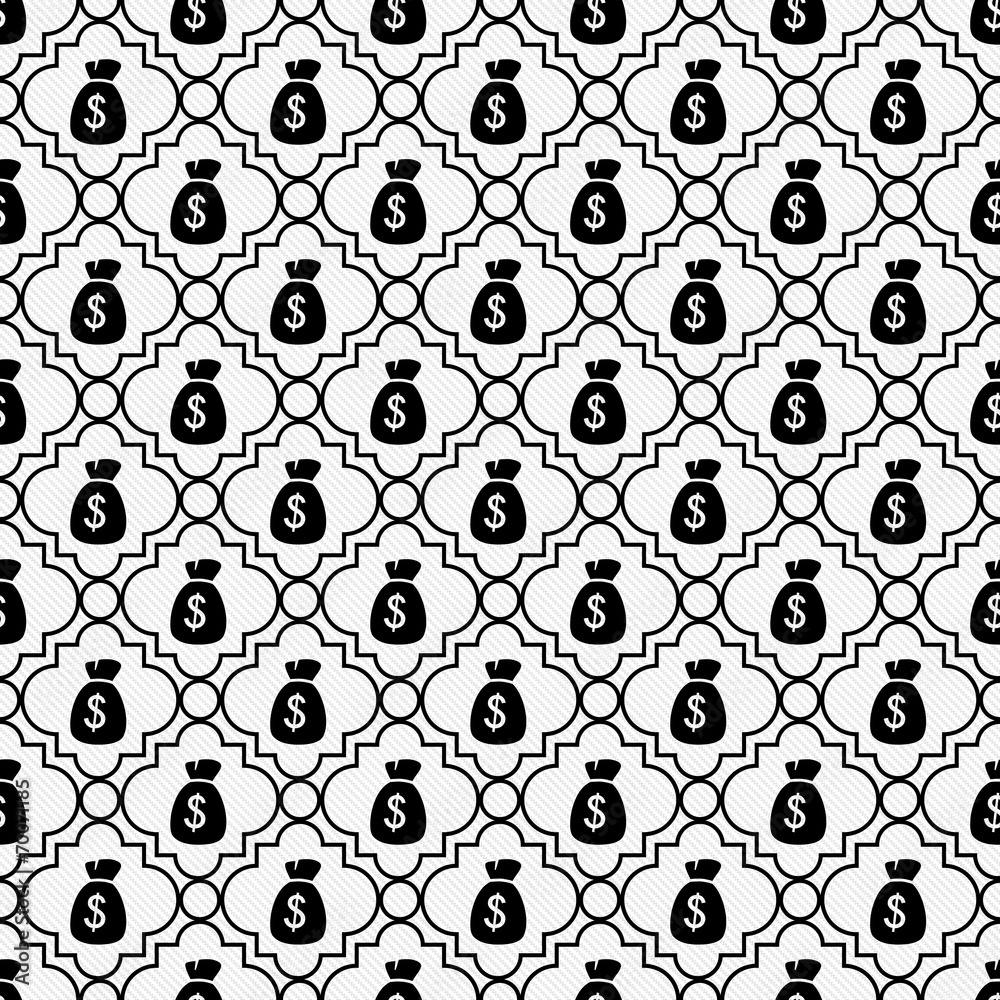Black and White Money Bag Repeat Pattern Background Black and White Money Bag Repeat Pattern Background