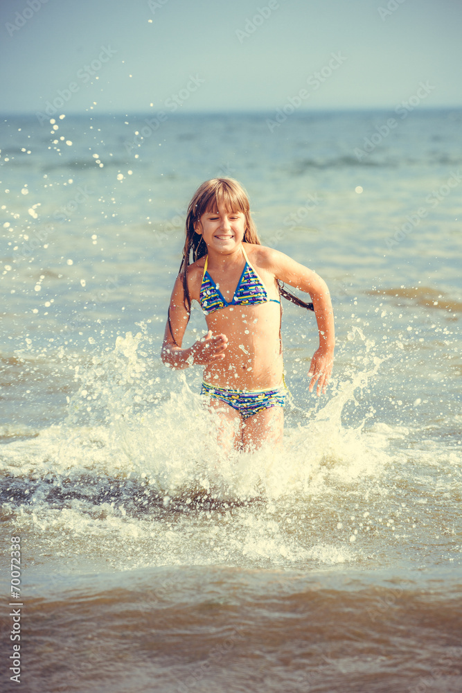 happy girl in the sea