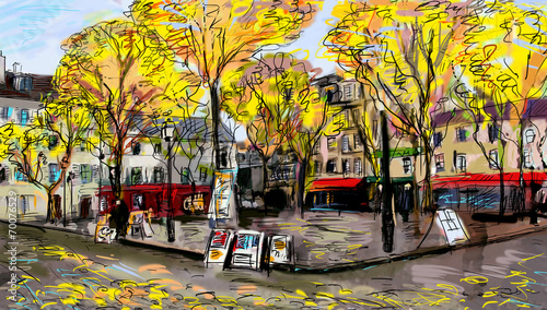 Street in paris - illustration #70076529