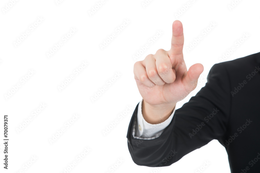 Businessman Touching Virtual Screen Businessman Touching Virtual Screen