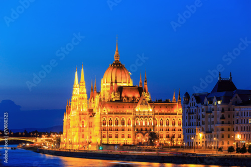 Hungarian Parliament Building in Budapest, night view