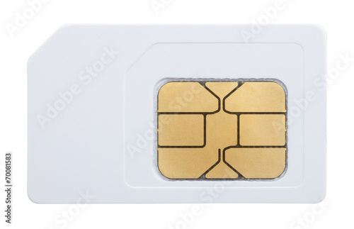 mobile phone sim card isolated on white