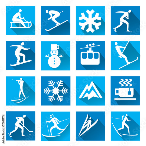 Winter sport blue web icons