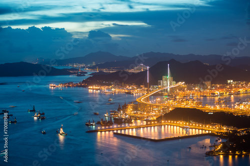 evening hongkong cityscpae view from SKY100 © tassapon