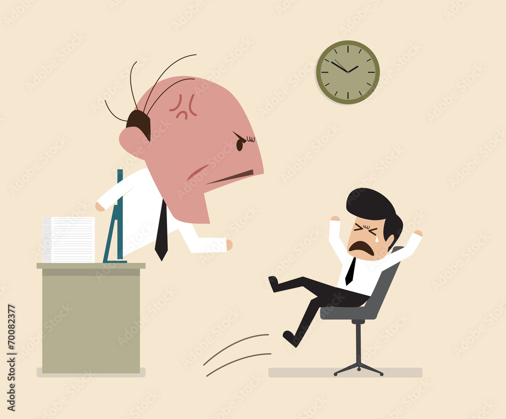Angry Boss is shouting to his employee via online connection
