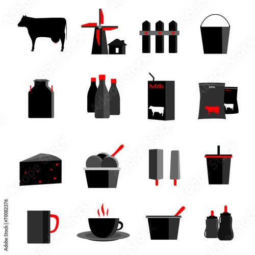 icons set milk,  dairy products,  production vector illustration