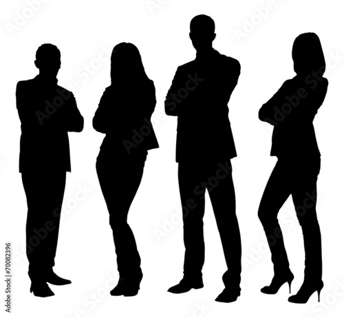 Silhouette Business People Standing With Arms Crossed