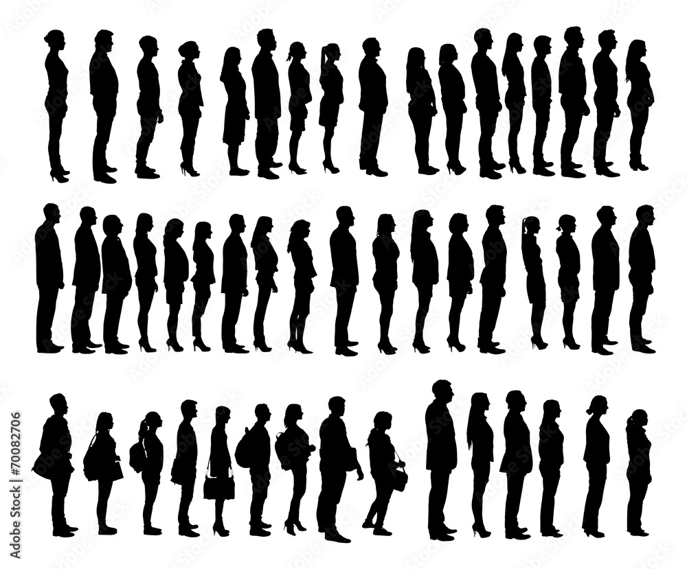 People Standing In Line Silhouette
