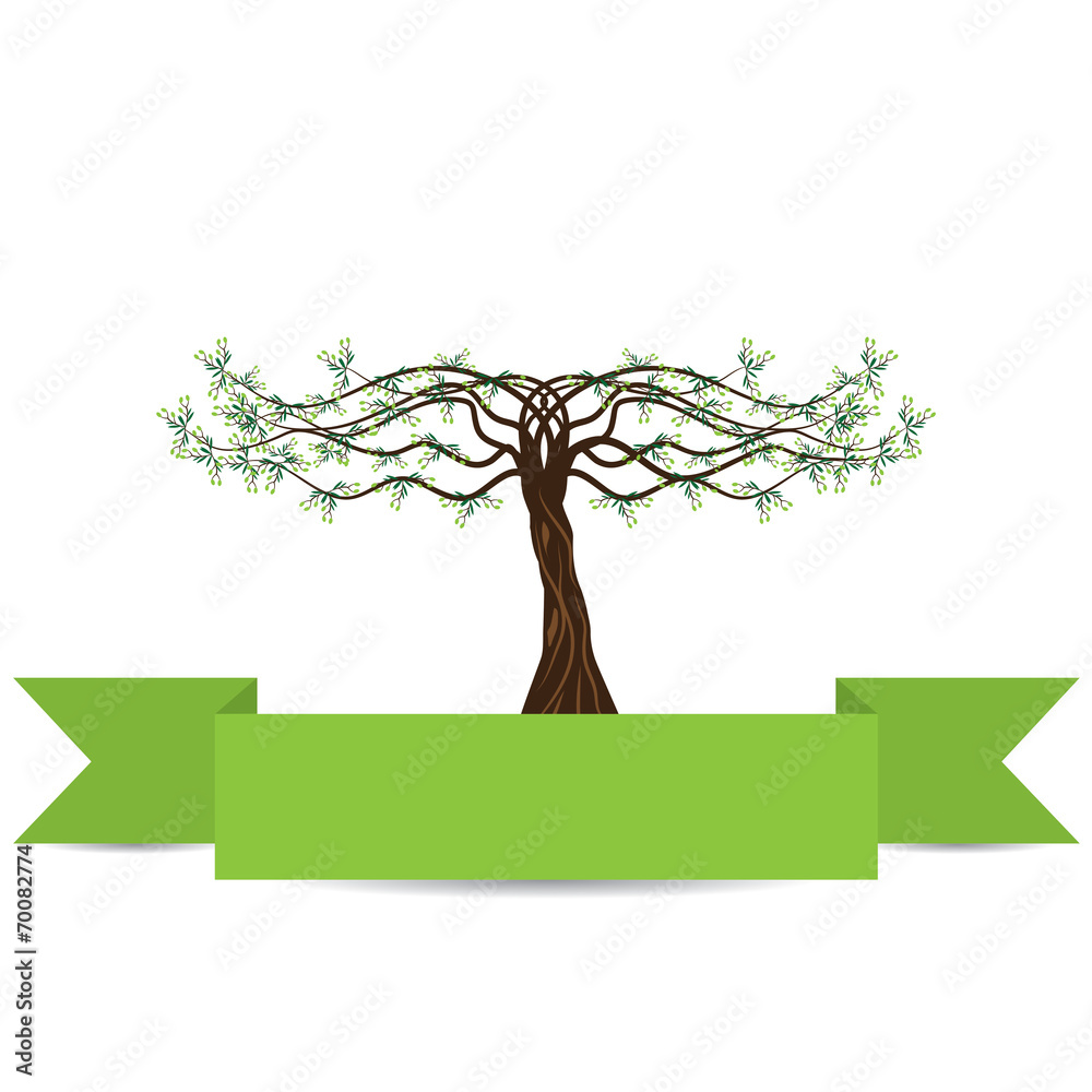 Obraz premium Vector olive tree green background