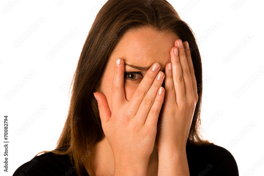 Frightened woman - preety girl gesturing fear Frightened woman - preety girl gesturing fear