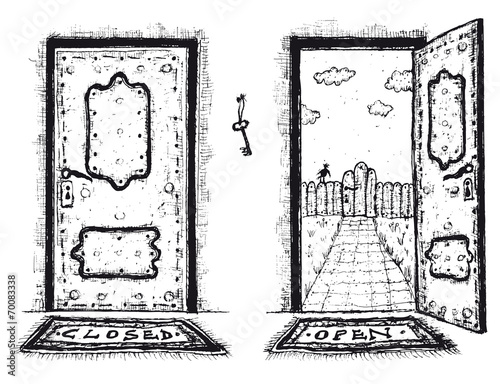 Sketched Door, Open And Closed