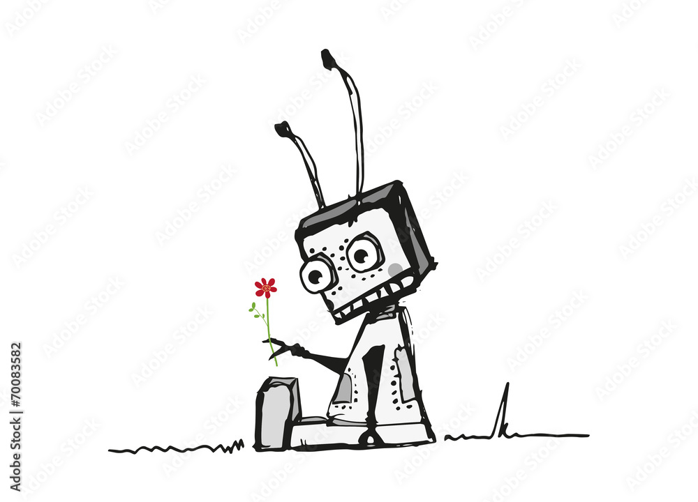 Roboter mit Blume