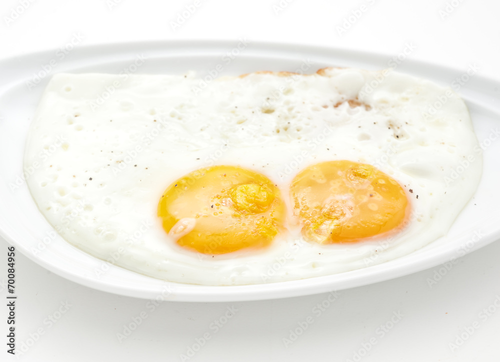 Two scrambled eggs on a white plate Two scrambled eggs on a white plate
