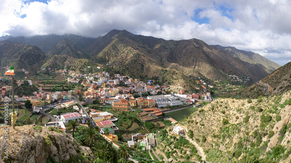 La Gomera - Panoramablick auf das Ortszentrum von Vallehermoso