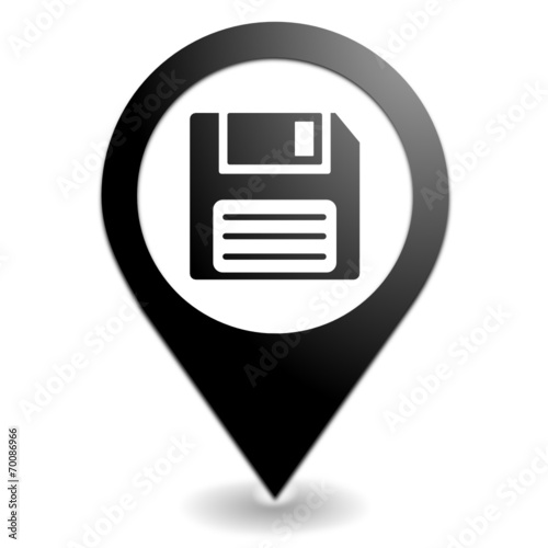 disquette sur symbole localisation noir