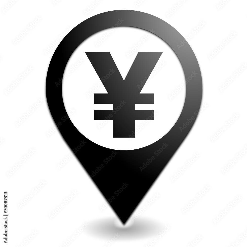 Obraz premium yen devise sur symbole localisation noir