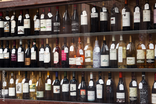 Showcase of alcohol store in Logrono. Spain