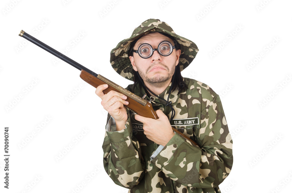Funny soldier isolated on the white Funny soldier isolated on the white