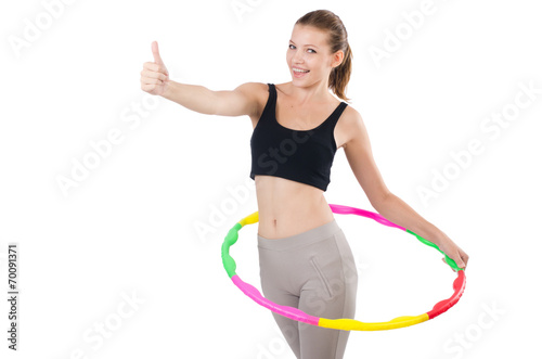 Young woman in sports concept isolated on white photo