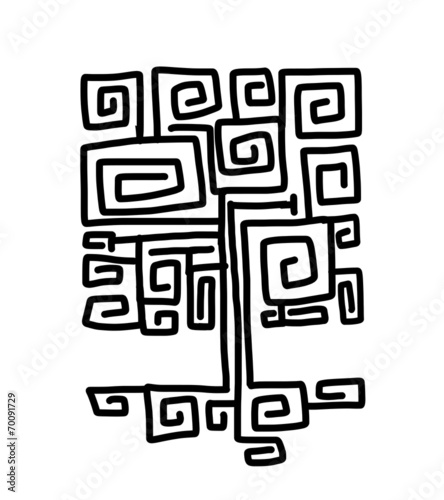 Ethnic ornamental tree, sketch for your design