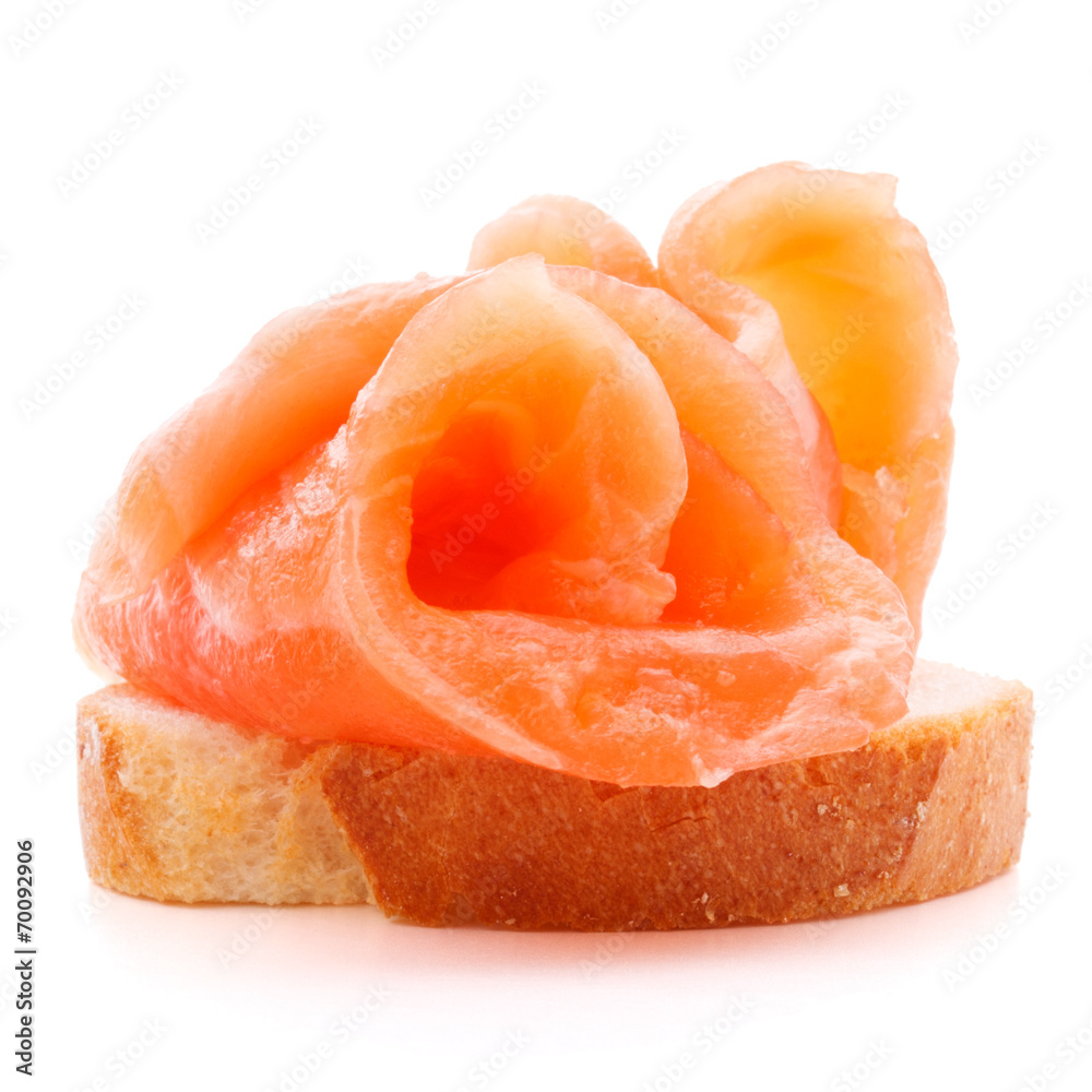 sandwich or canape with salmon on white background cutout sandwich or canape with salmon on white background cutout