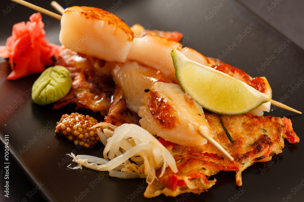 Japanese Skewered Scallop with Vegetables Japanese Skewered Scallop with Vegetables
