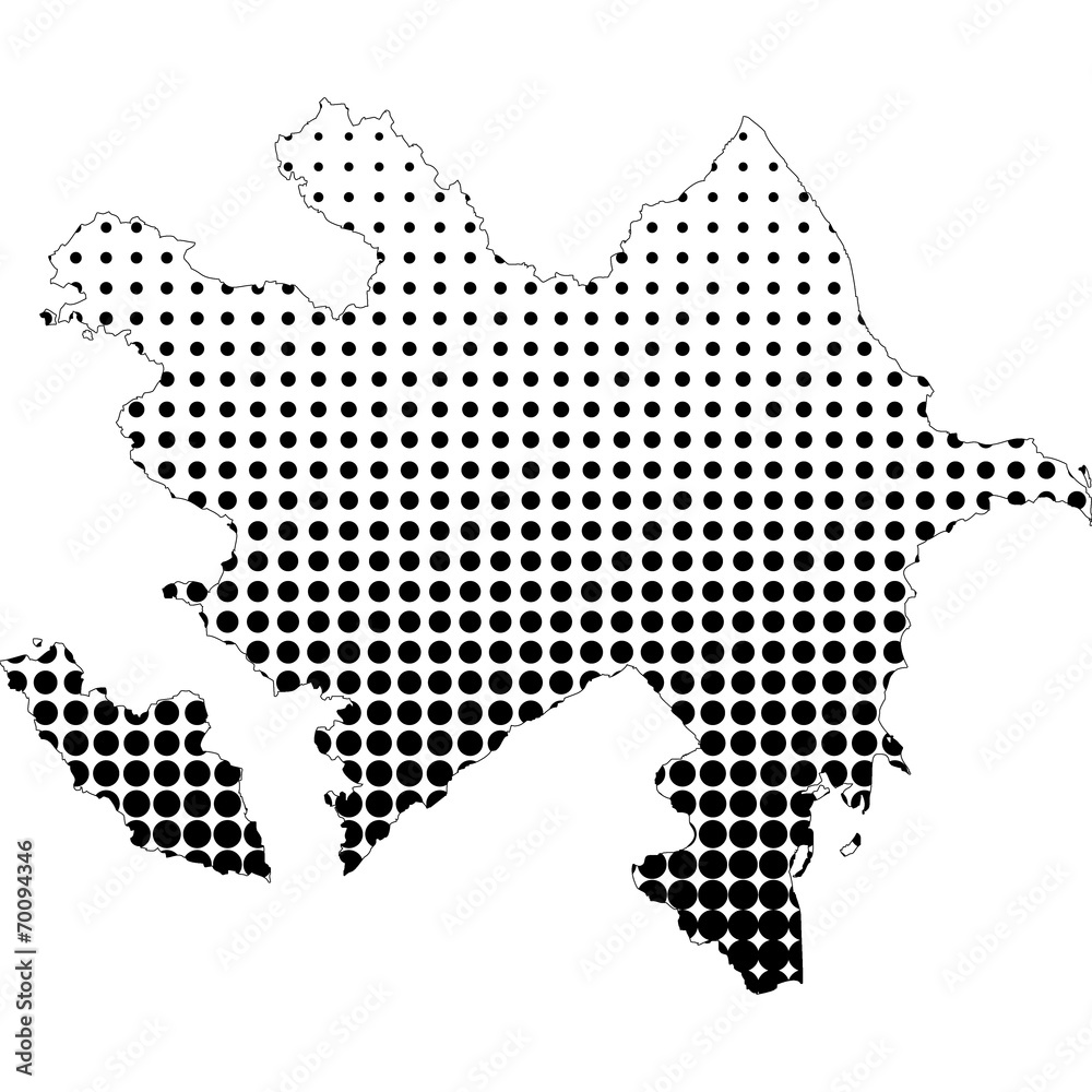 Obraz premium Illustration of map with halftone dots - Azerbaijan.