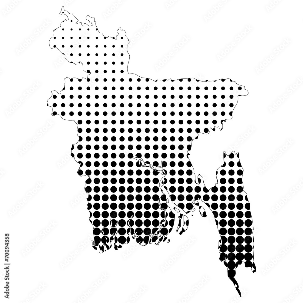 Illustration of map with halftone dots - Bangladesh.