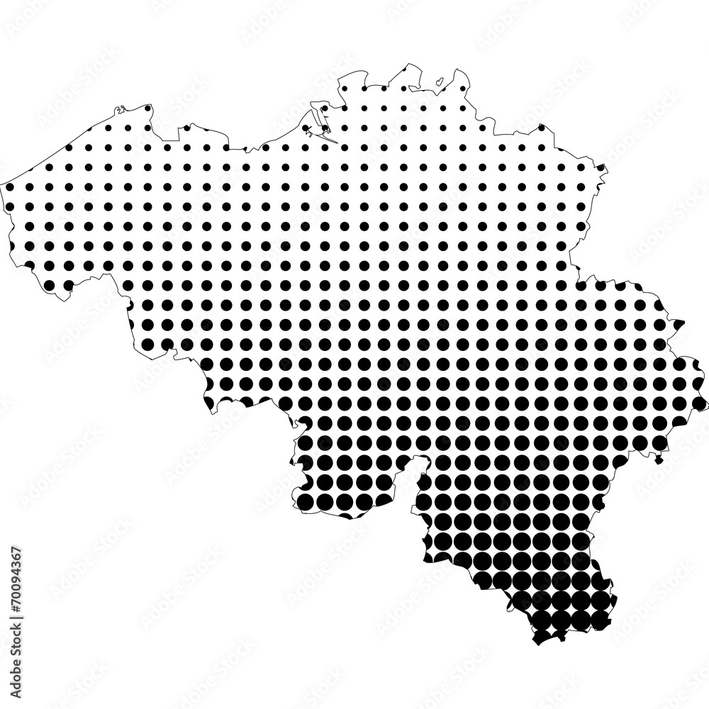 Illustration of map with halftone dots - Belgium.