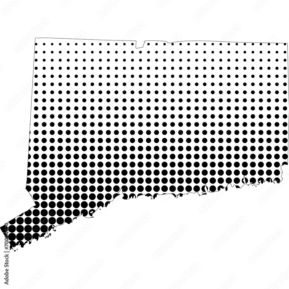 Illustration of map with halftone dots - Connecticut.