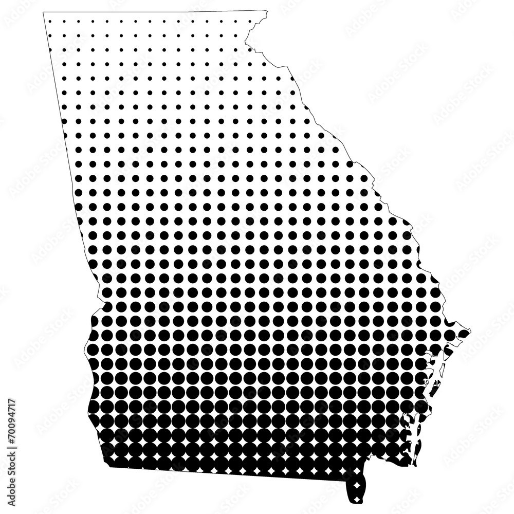 Illustration of map with halftone dots - Georgia