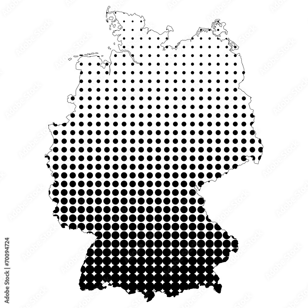 Illustration of map with halftone dots - Germany.