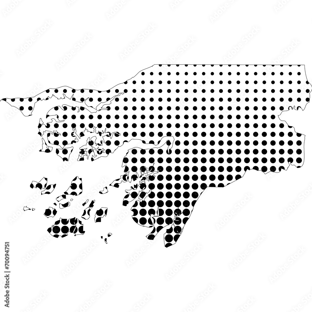 Illustration of map with halftone dots - Guinea-Bissau.