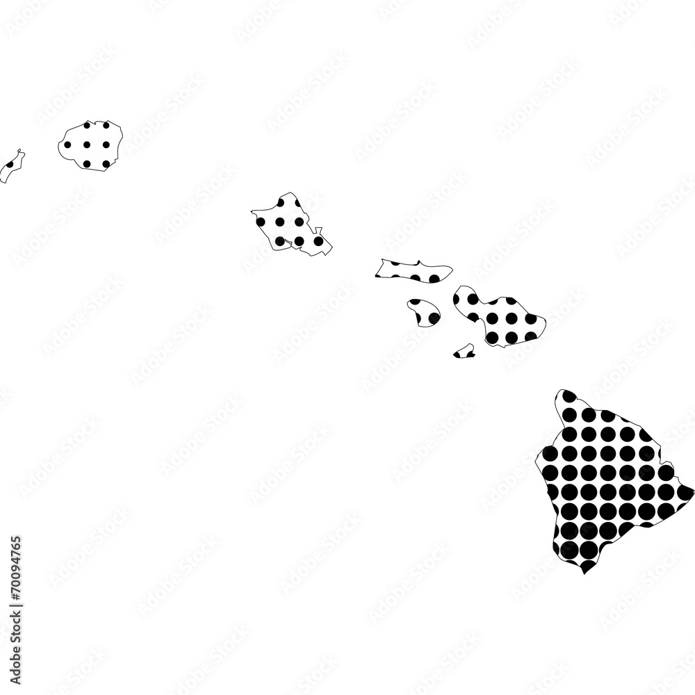 Illustration of map with halftone dots - Hawaii. Illustration of map with halftone dots - Hawaii.