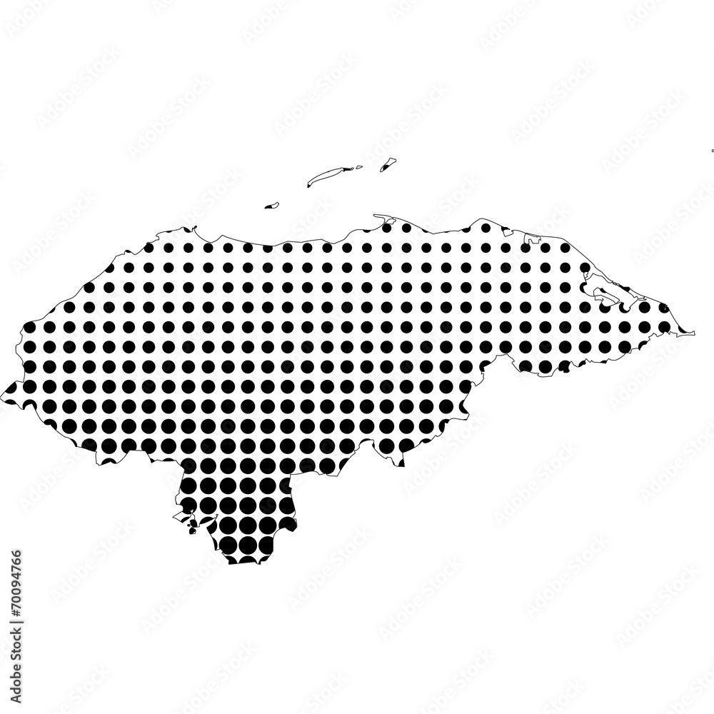 Illustration of map with halftone dots - Honduras.