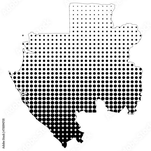 Illustration of map with halftone dots - Gabon.