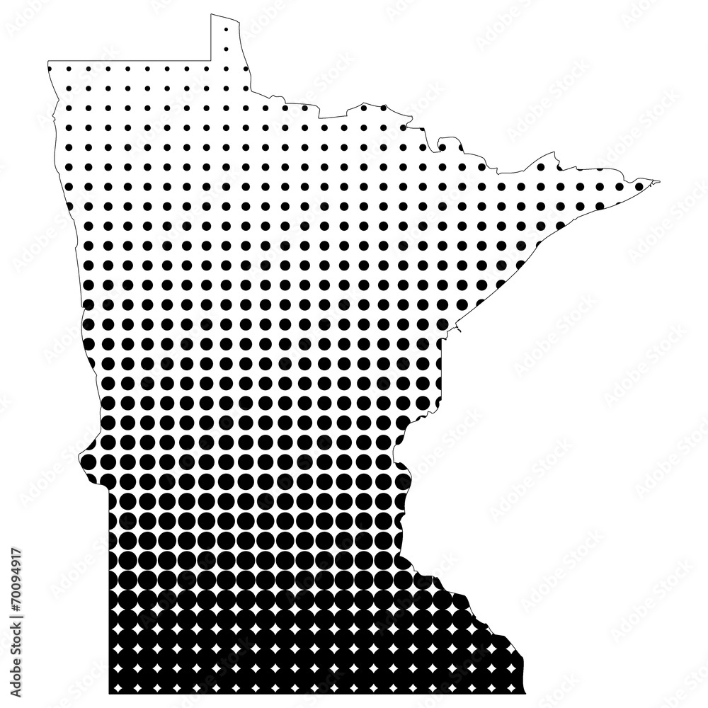 Illustration of map with halftone dots -  Minnesota.