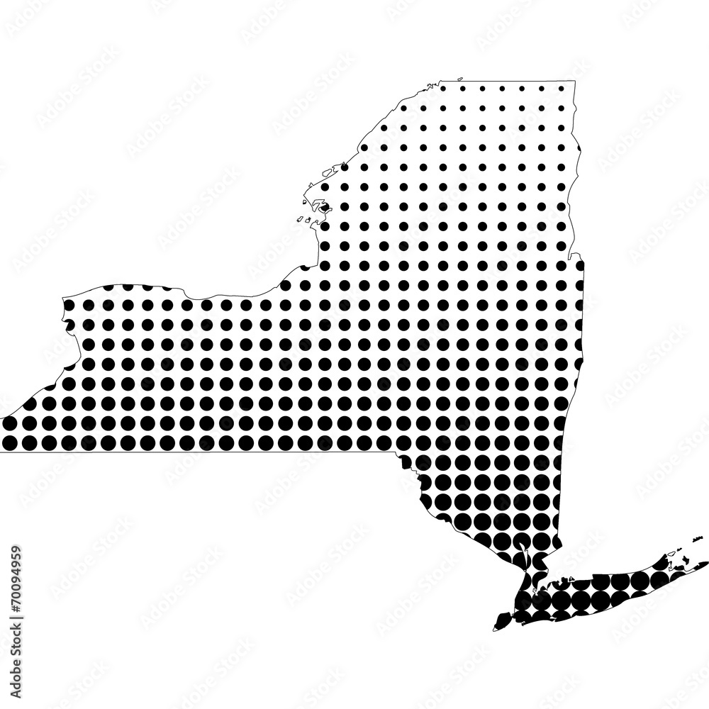 Illustration of map with halftone dots - New York.