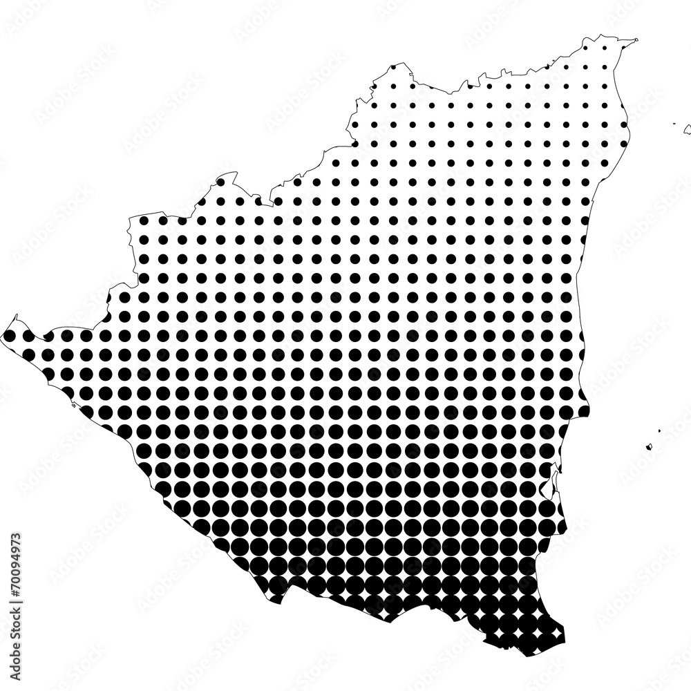 Illustration of map with halftone dots - Nicaragua.